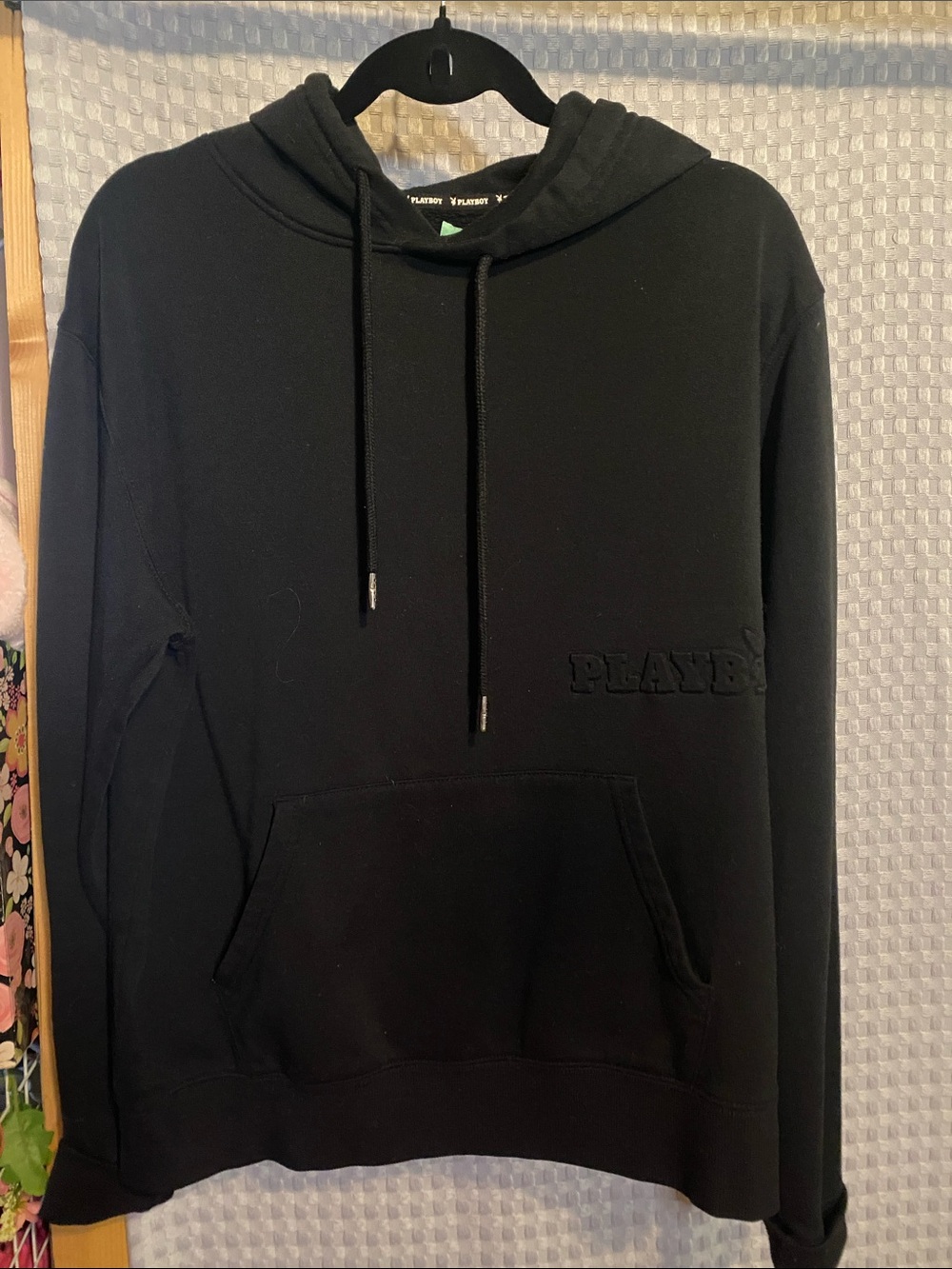 PLAYBOY Black Embroidered Logo Hoodie